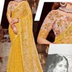 Digital Printed Yellow Organza Saree