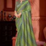 Pista Green and Grey Mixed Crepe Saree