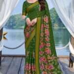 Floral Printed Designer Chiffon Saree