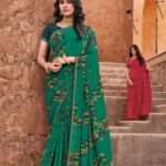 Leaf Green Printed Georgette Saree