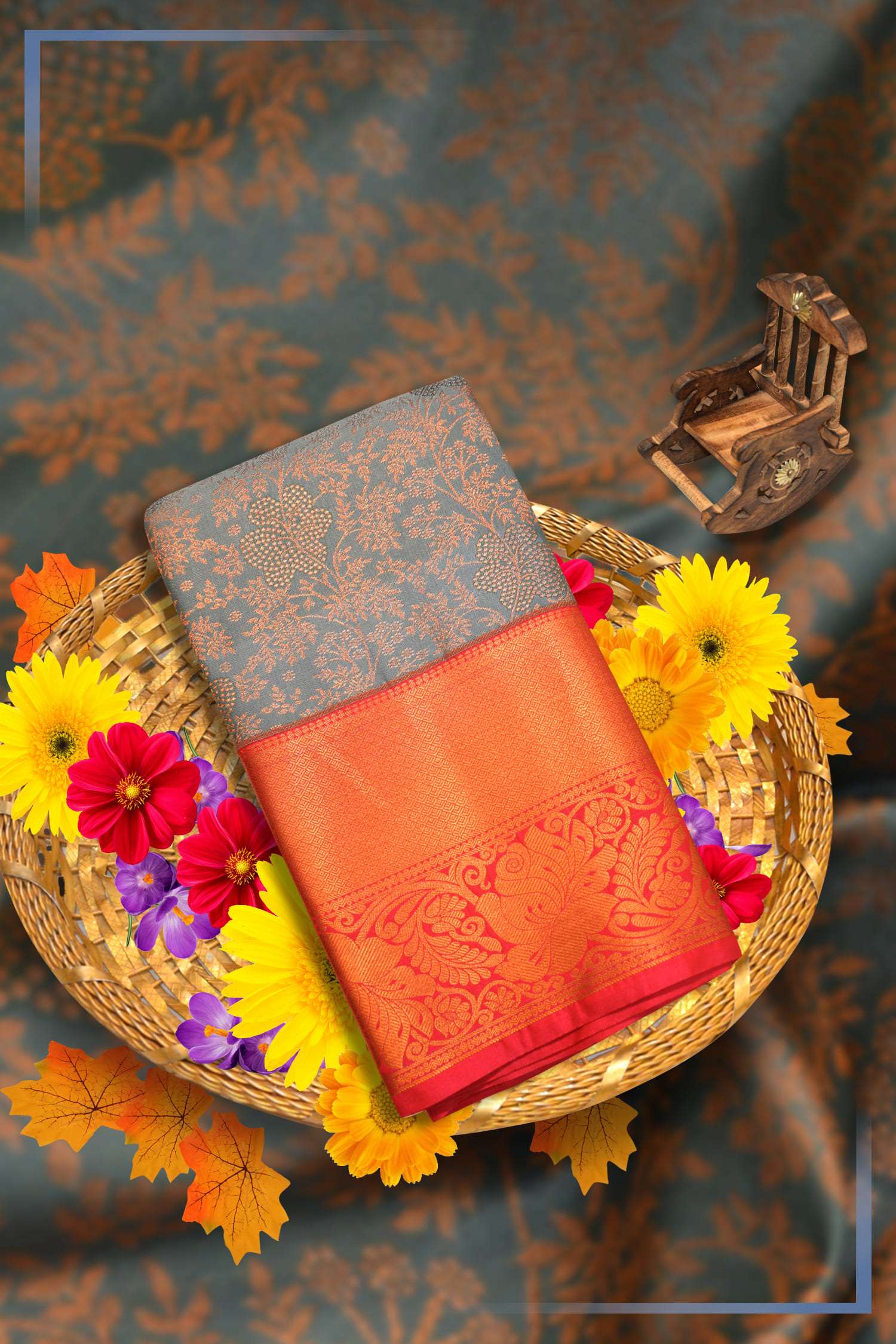Grey Kanchipuram Silks Saree