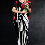 Black and White Striped Casual Saree