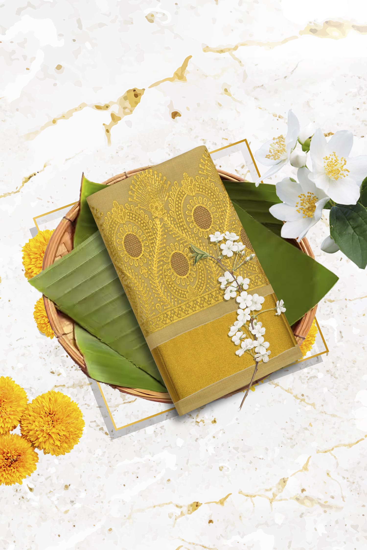 South Indian Kerala Mundu Saree with Blouse