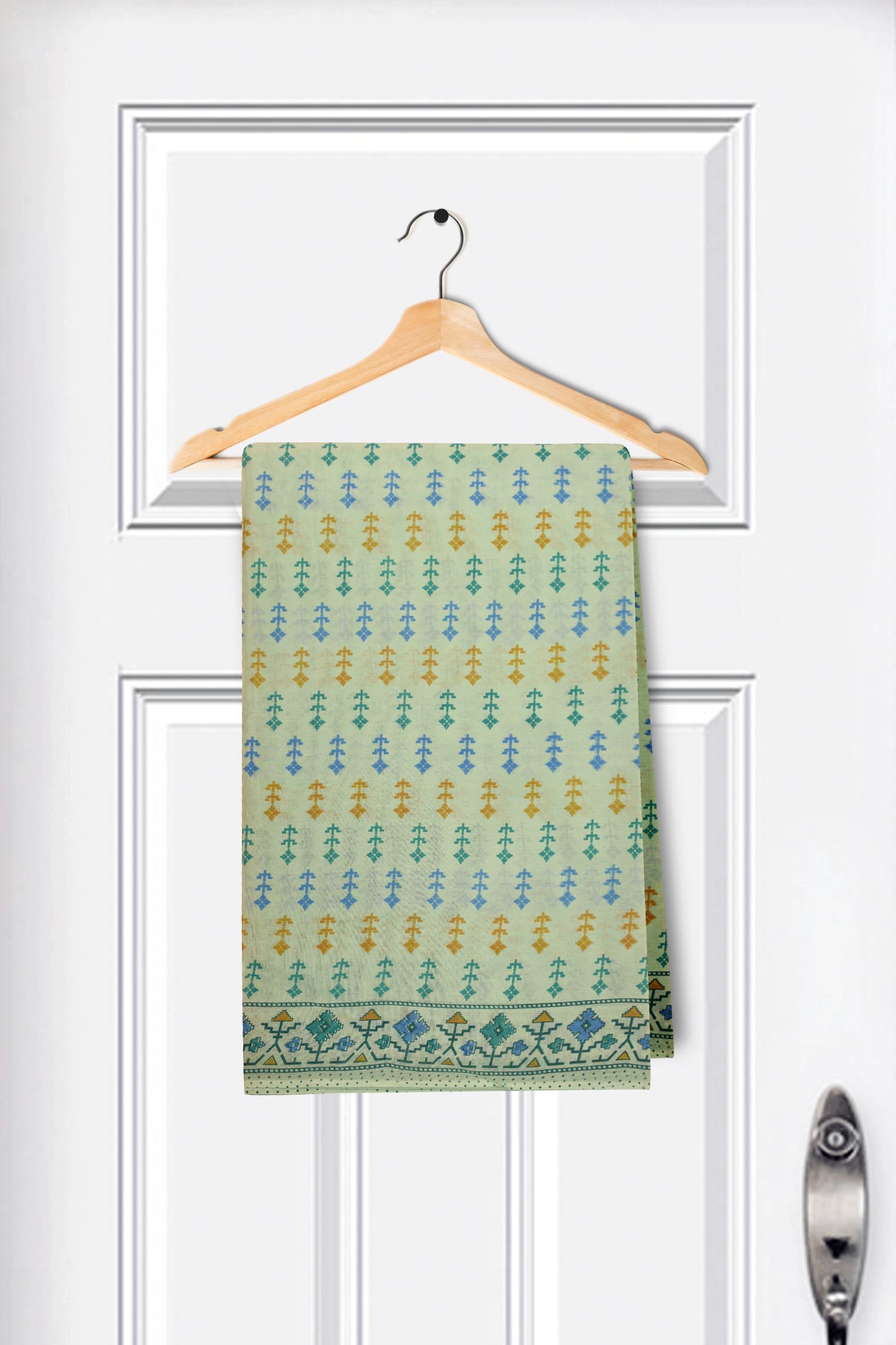 Light Green Printed Cotton Saree