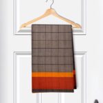 Grey Checks Printed Cotton Saree