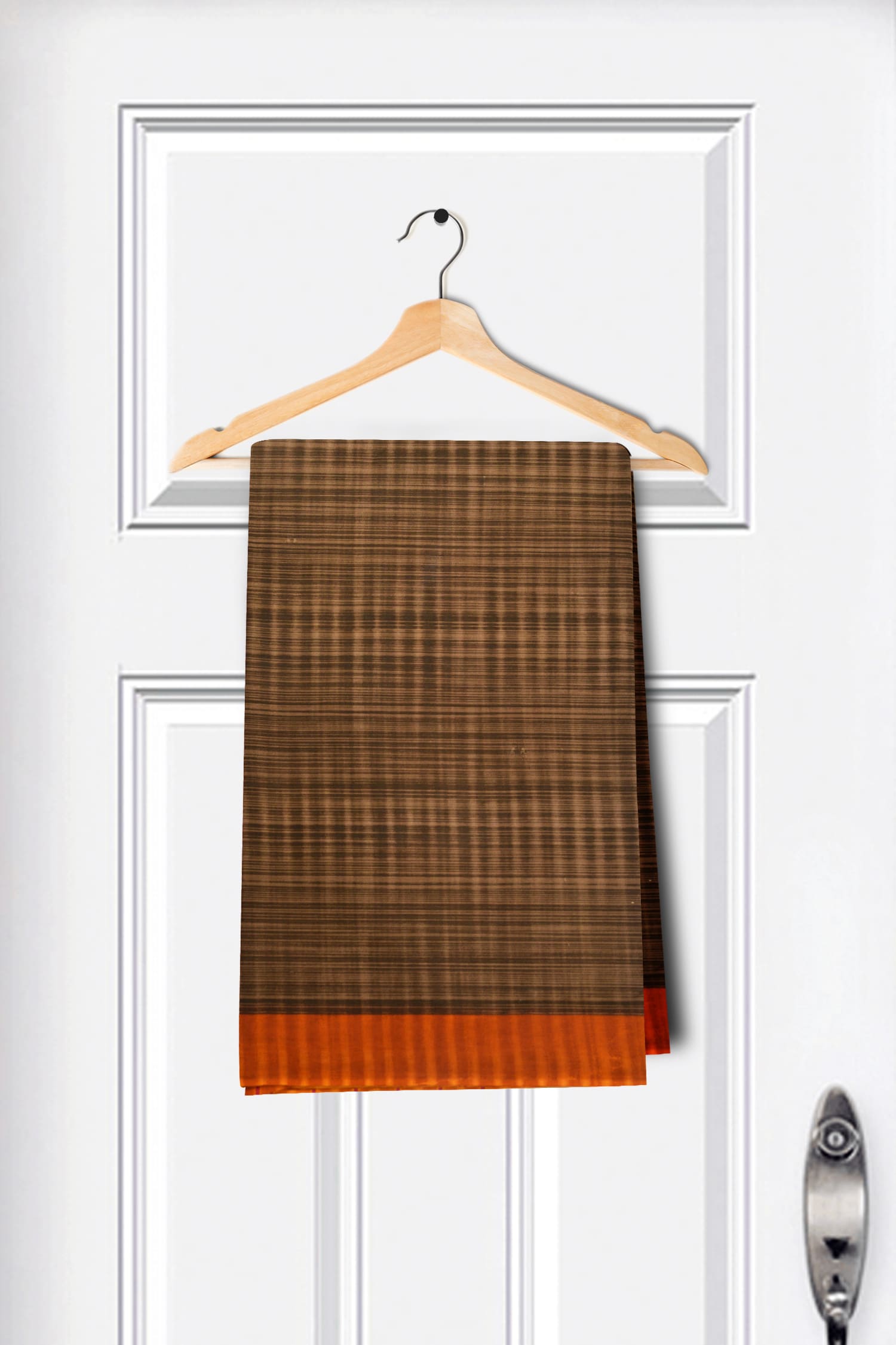 Brown Color Cotton Printed Saree