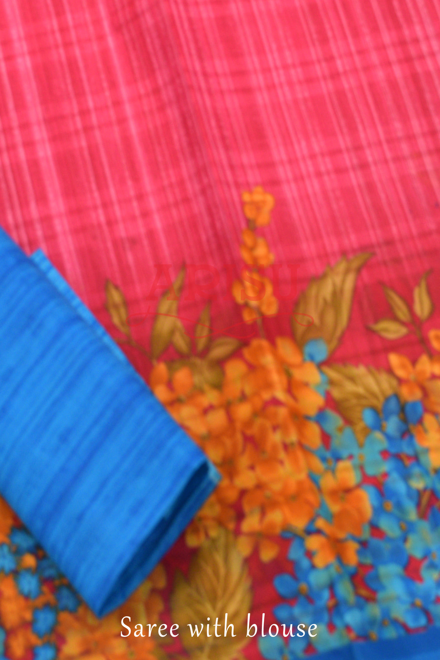 Pink Colour Printed Cotton Saree - Image 2